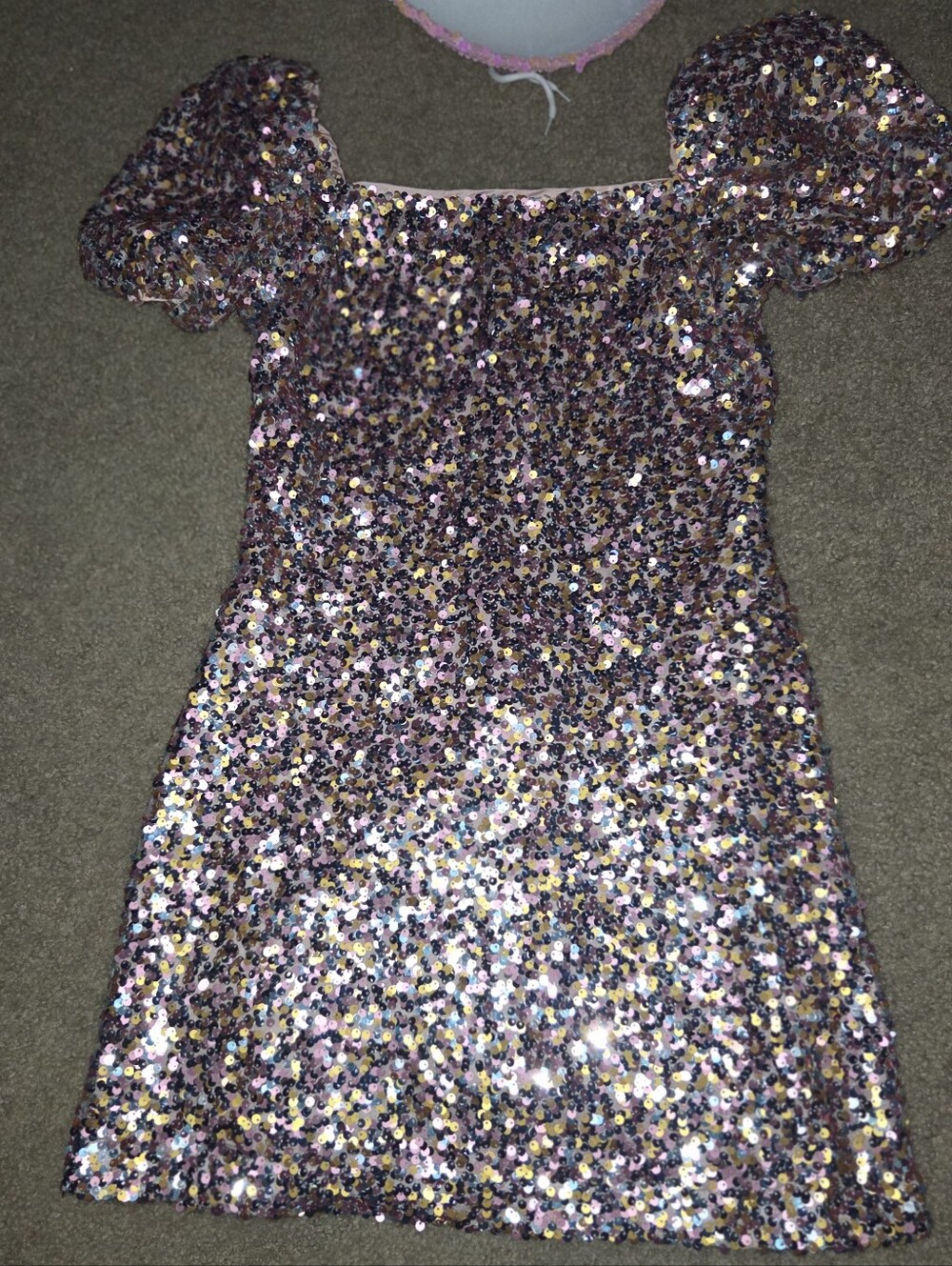 Lulus Multicolor Sequin Puff Sleeve Mini Dress Women’s XS